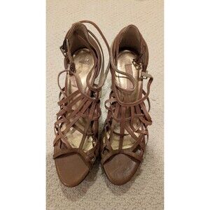 Brazilian Women's Strap Heels Light Brown Sandals